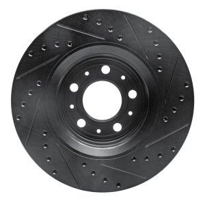 Volvo V70 Brake Rotor (1) - Front Left - R1 Concepts - Drilled & Slotted - Black - `98-`04